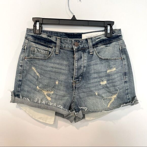 TREASURE & BOND Boyfriend High Waist Slim Fit Mini Shorts - Picture 1 of 12